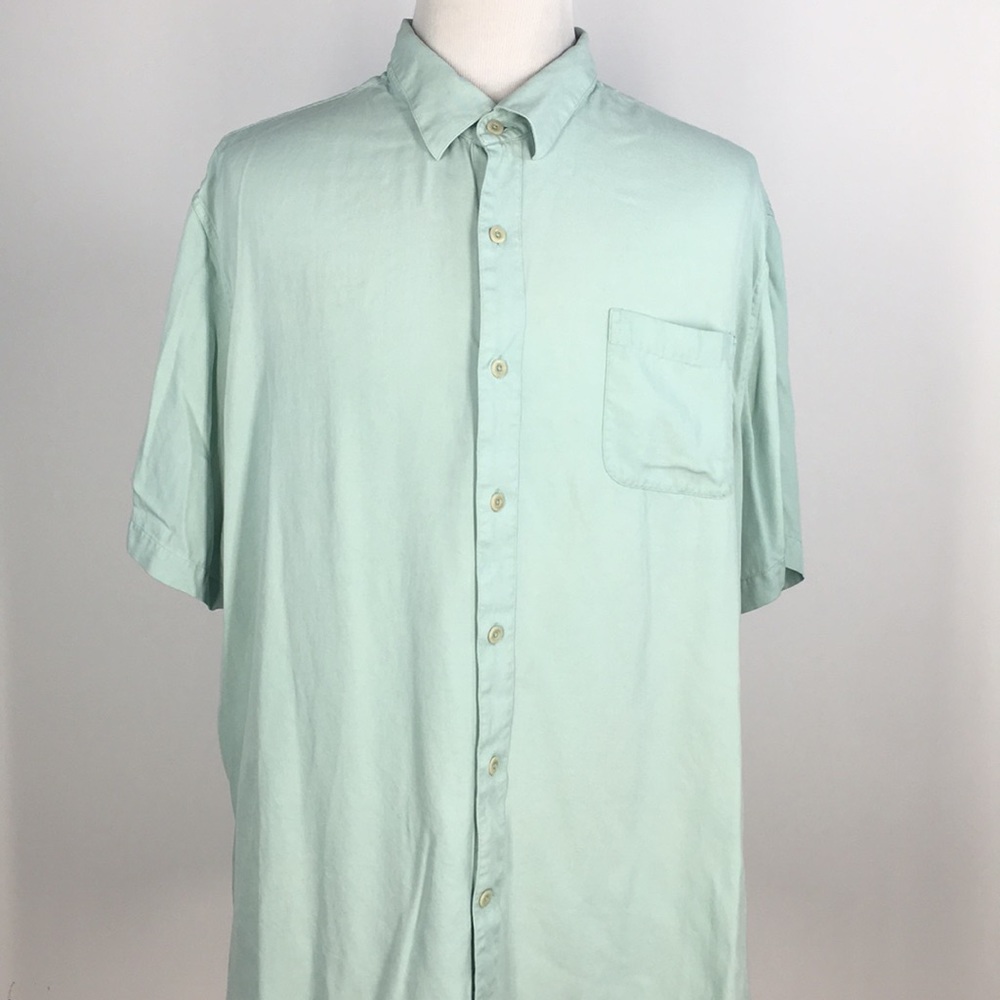 Nat Nash Mens 100% Silk Shirt Size XXL Sea Green